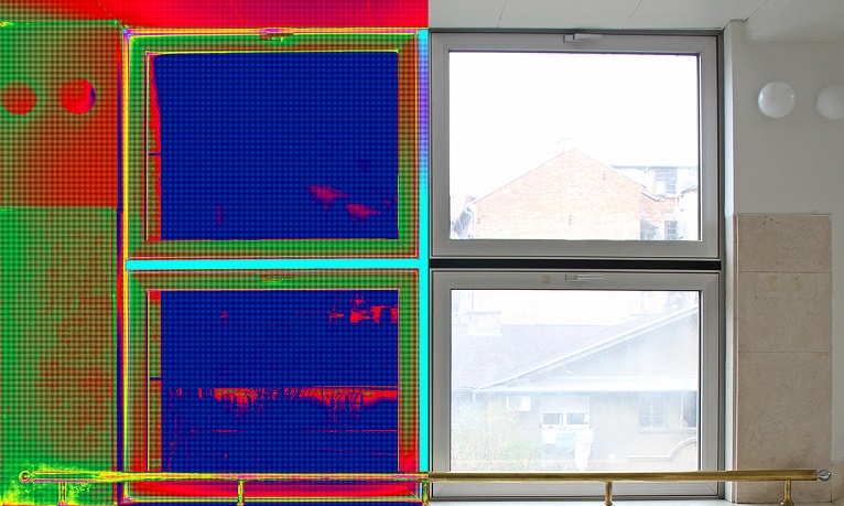 Infrared Thermal and real Image of Radiator Heater and a window on a building